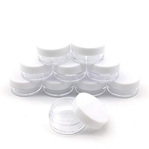 100pcs Small Sample Clear Container Jars with Lids Empty Travel Pot PS PP Plastic Refillable Lightweight for Cream Lotion Beads Jewelry Makeup Storage DIY Compact Portable