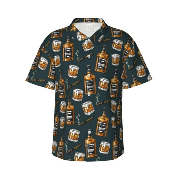 Balery Cigar Camisas hawaianas de manga corta para hombre, camisas playeras de corte holgado, camisas de vacaciones con botones,X-Large