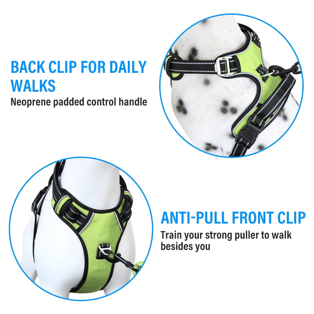Plutus Pet No Pull Dog Harness, Release at Neck, Adjustable Reflective Dog Vest Harness, L, Green