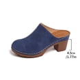 thumbnail image 7 of Rokment Womens Platform Chunky Block High Heels Clogs & Mules Dressy Sandals for Ladies 2026 Summer Fashion Casual Leather Closed Toe Dress Slip on Slides C Size 7, 7 of 7