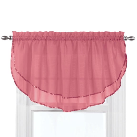 Collections Etc Stylemaster Elegance Sheer Voile Ascot Valance, 60" X 24", Claret