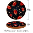 thumbnail image 3 of Seven Starred Ladybird Set of 6 Microfiber Leather Round Coasters, 11x11 cm/4.3x4.3 in - Drink Coasters for Home and Office Use, 3 of 6