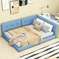thumbnail image 3 of MODERNLUXE Upholstered Queen Size Daybed, Floor Sofa Bed with USB Ports, Blue, 3 of 8