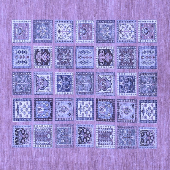Ahgly Company Indoor Square Abstract Blue Modern Area Rugs, 8' Square