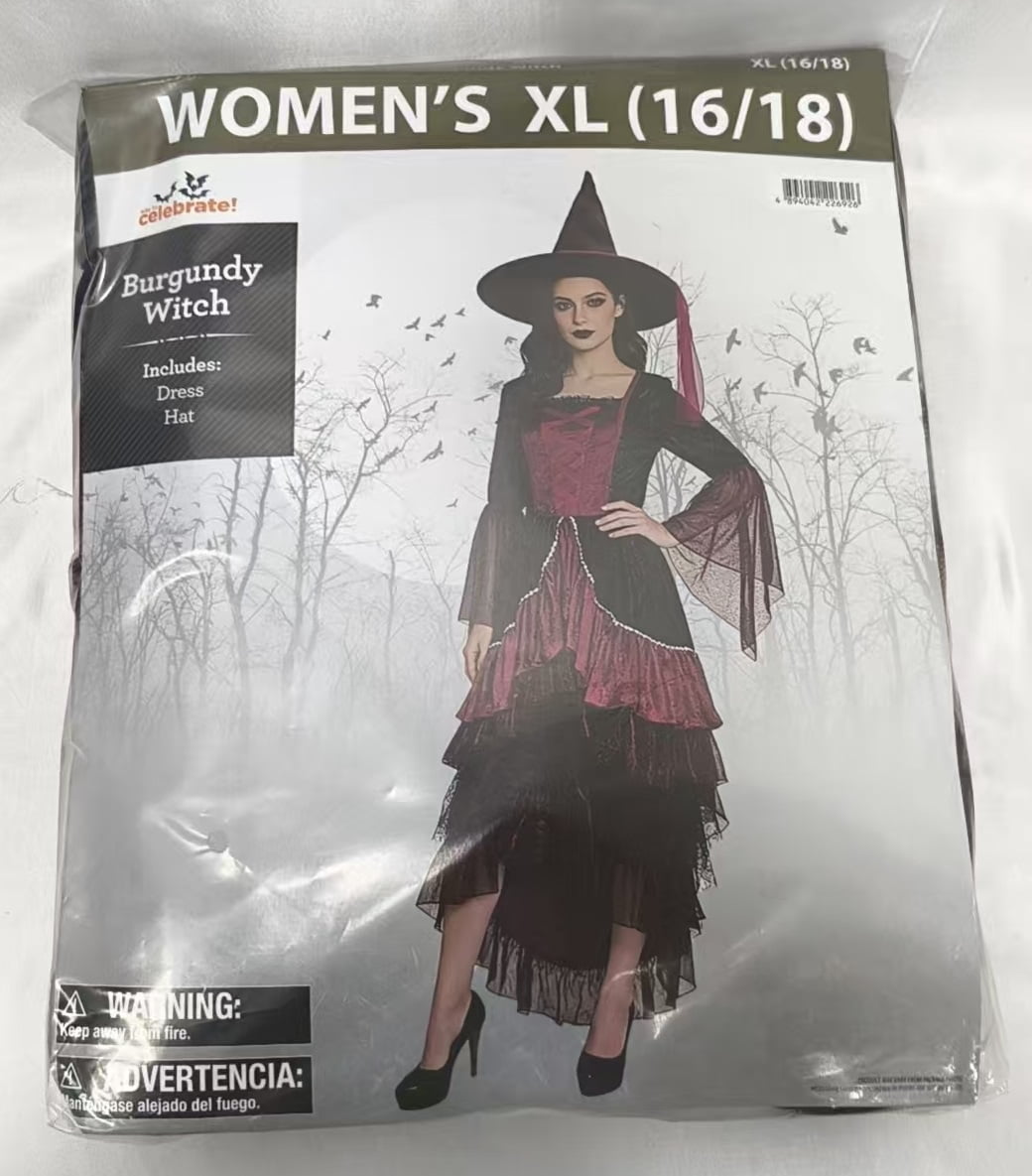 Burgundy Witch, Halloween Costume for Adults, Women's Size XL (16/18), by Way to Celebrate