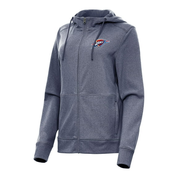 Women's Antigua Heather Navy Oklahoma City Thunder Seeker Full-Zip Hoodie Jacket