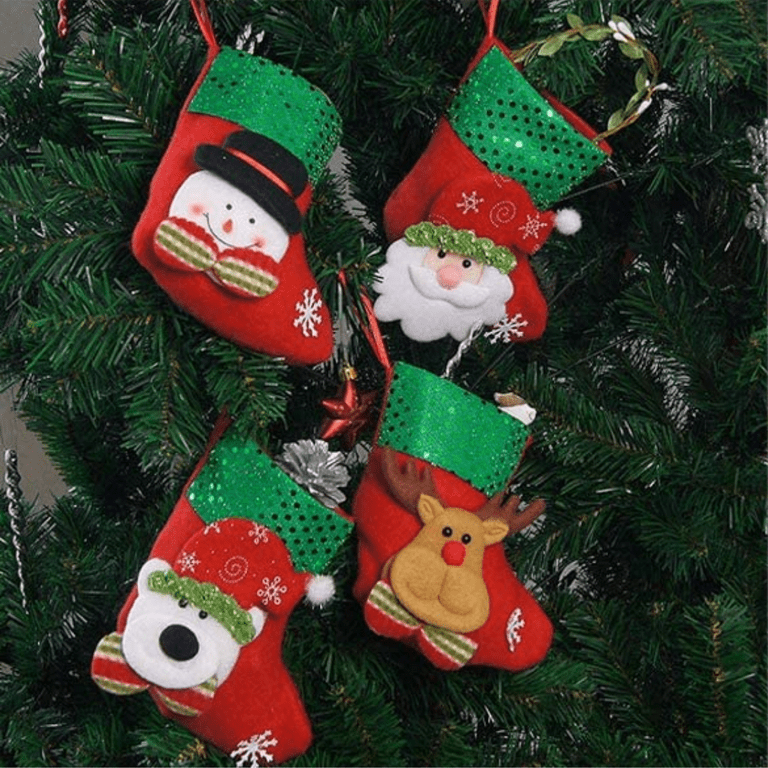 4 Piece Christmas Holiday Mini Sealable Containers Mitten Stocking Tree  Santa