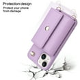 thumbnail image 4 of Crossbody Wallet Case for iPhone 14 Card Slots Holder, Magnetic Snap Flip Folio Purse Case PU Leather Handbag with Detachable Shoulder Strap for iPhone 14, Purple, 4 of 9