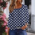thumbnail image 4 of Jalioing 3/4 Length Sleeve Shirt for Women Fashion Print Button Tunic Tops Pleated Front Summer Trendy Blouses, 4 of 7