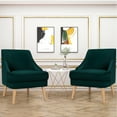 thumbnail image 3 of Costway Set of 2 Accent Chairs Velvet Single Sofa Chair w/Rubber Wood Legs Green, 3 of 10