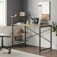 thumbnail image 2 of CubiCubi 47 x 24inch Small Computer Desk with Shelves 47 inch, Home Office Desk, Study Writing Desk, Brown, 2 of 6