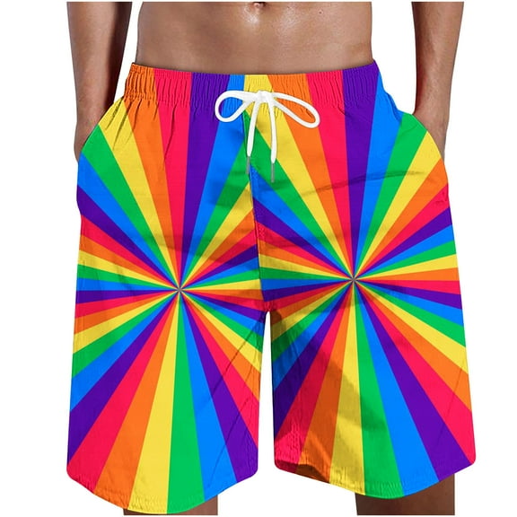 Jacenvly Mens Board Shorts Gradient Color New Style Swim Trunks for Men Skin-Friendly Men Casual Fashion Print Shorts with Pockets Elastic Waist Beach Pants Multicolor