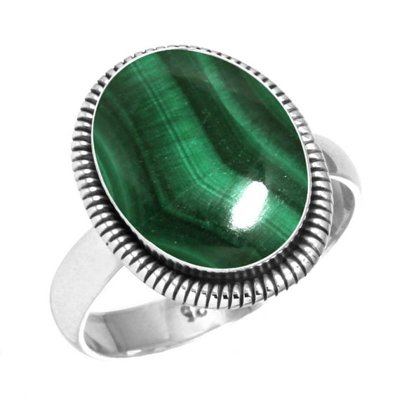 925 Silver Ring For Women - Men Green Natural Malachite Stone Silver Ring Size 13 May Birthstone Handmade Silver Ring Size 13 Gift For Sister On Halloween 925 Silver Jewelry With Gemstone