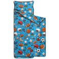 thumbnail image 2 of Football and Golfball Blue Pattern Teens Toddler Nap Mat with Pillow, Sleeping Mat Bag for Preschool Daycare 59"x22", 2 of 6