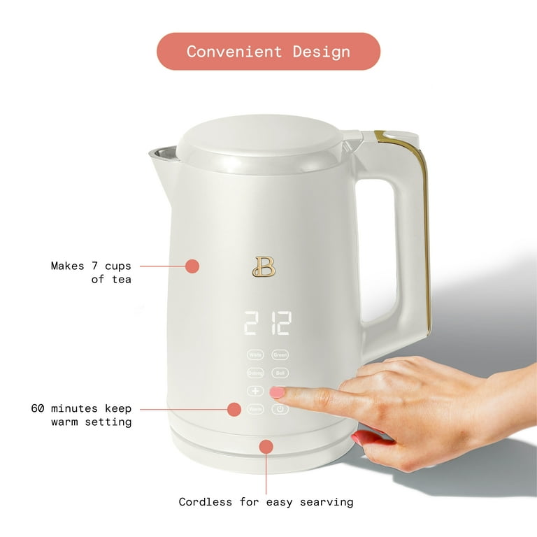 Beautiful 1-Liter Electric Gooseneck Kettle 1200 W, White Icing by Drew  Barrymore 