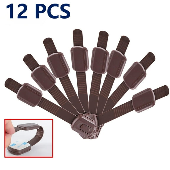 Brown 12 Pcs Baby Locks Child Safety Cabinet Proofing Door Latches for Furniture Kitchen Ovens Toilet Seats Child Safety Cabinet Locks
