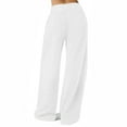 thumbnail image 2 of Wide Leg Sweatpants Women High Waist Pull On Casual Pants with Pockets Solid Color Seamless Waistband Comfy Stretch Sweatpants, 2 of 8