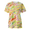 thumbnail image 4 of Women Summer Tops Womens Crew Neck Letter Printed Short Sleeve O Neck T Shirt Top Woman plus Size Top Ladies Workout Tops Striped V T Shirt Womens Long Athletic Tees And Long Sleeve Women Yellow 2XL, 4 of 5