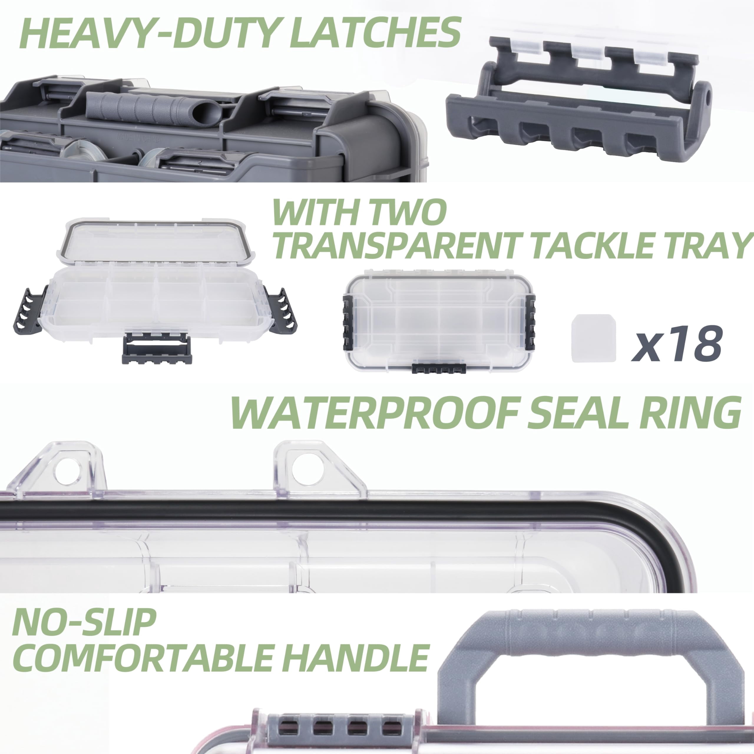 Universal Fishing Tackle Box With Two Small Tray  Removal Inside Design Waterproof Trunk Storage Thicker Floating Airtight Stowaway Xmas Surprise Gifts For Men Women