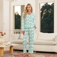 thumbnail image 2 of HEARTNICE Womens Pajama Sets Y2K Print, Long Sleeve Button-Down Pajamas Set for Women Soft Knit Loungewear(GRASS GREEN MONKEY PRINT, 2XL), 2 of 7