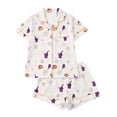 thumbnail image 3 of LILIYA Halloween Nightwear Set, Short Sleeve Collared Top and Shorts, Cute Funny Pumpkin Ghost Print Pajamas, Cozy Loungewear, 2026 Trendy Homewear 7-8 Years, 3 of 10