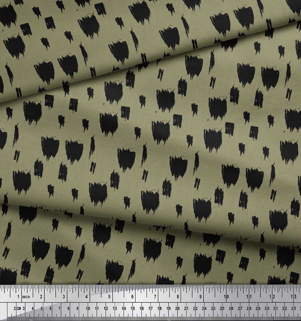 Soimoi Green polyester Crepe Fabric Brush Stroke Abstract Fabric Prints By Yard 52 Inch Wide