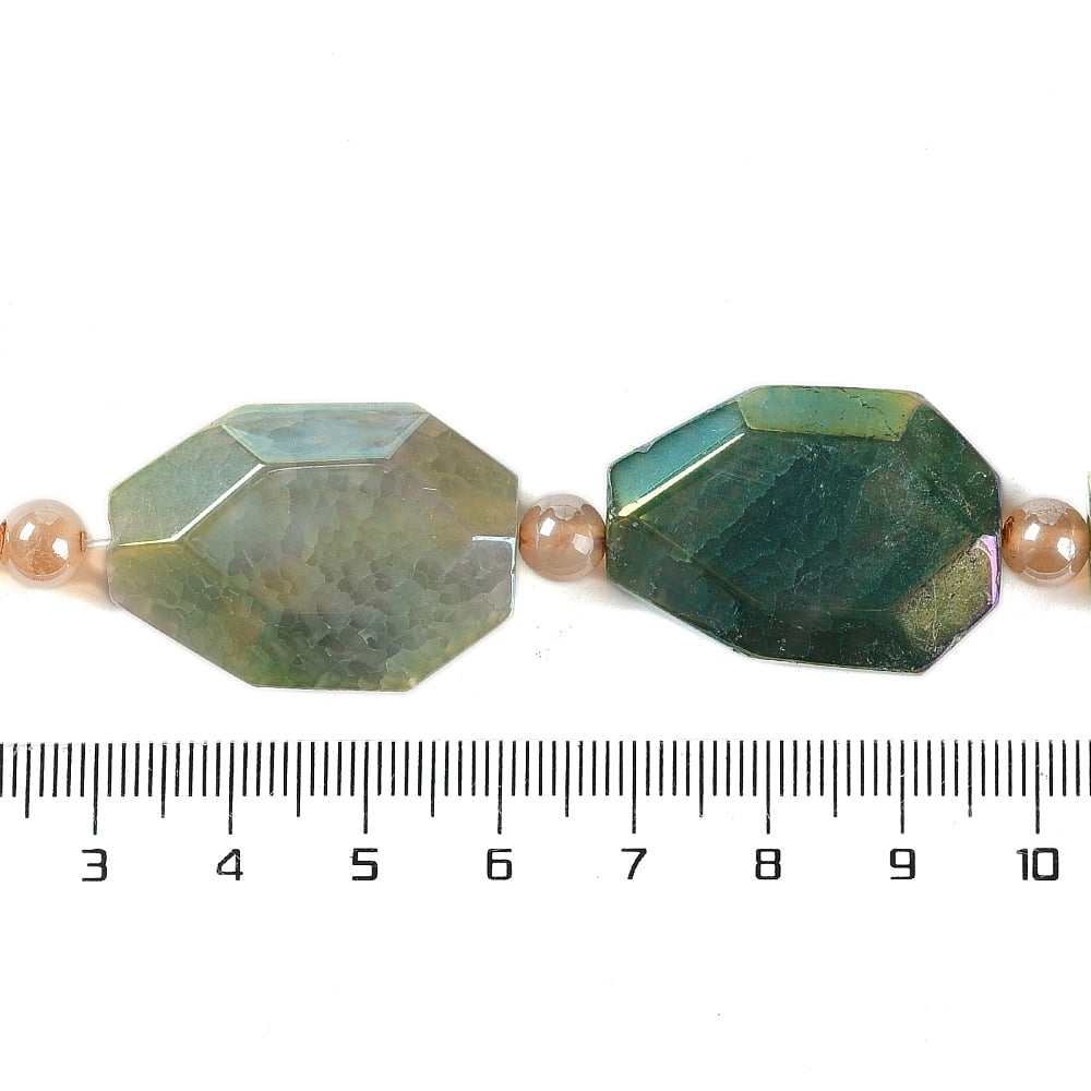 2strands Electroplated Natural Agate Beads Strands Faceted AB color Light Sea Green 28~30.5x20~23x8~10mm Hole: 2.1mm about 3pcs/strand 5.51 inch