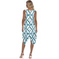 thumbnail image 4 of HELLHERO Teal Geometric Pattern Beach Long Dresses, Side Pockets Summer Sleeveless Dress Round Neck Pleated Sleeveless Sundress, 4 of 8