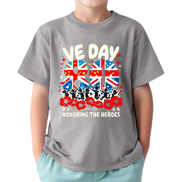 T-shirt d'Été à Manches Courtes Col Rond Imprimé Drapeau pour Garçons Bébés Enfants Taille 3-4T