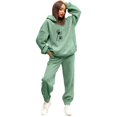 thumbnail image 1 of Gibobby Conjuntos de sudadera con bloques Traje pantalón de dos piezas con capucha y estampado floral de diente de león de girasol para mujer(Verde,XL), 1 of 4