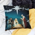 thumbnail image 2 of BANET  Christmas Christ Scene Decorative Throw Pillow Cover, Christmas Star and Square Pillowcase Blended Double-Sided No Inserts for Bedroom Living Room 12x12in, 2 of 5