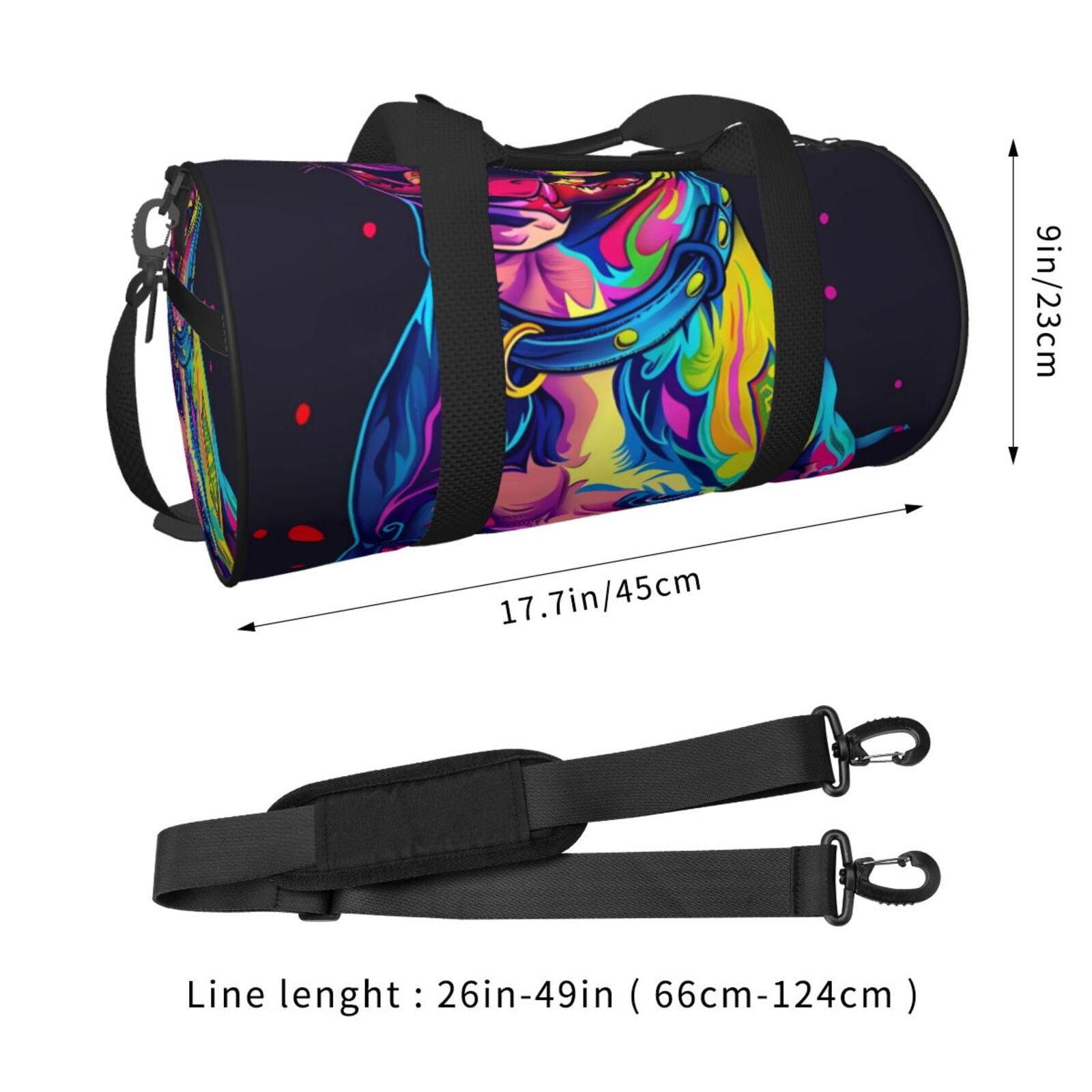 Vsdgher Neon Pop Art Pitbull 45L Foldable Duffel Bag, Sports Gym Bag,Overnight Bag, Portable Weekender Bag for Airplanes