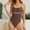 Brown, variant on Generic Womens One Piece Swimsuits Cross Back Color Block High Cut Bathing Suit Slimming Modest Swim Suits Swimwear