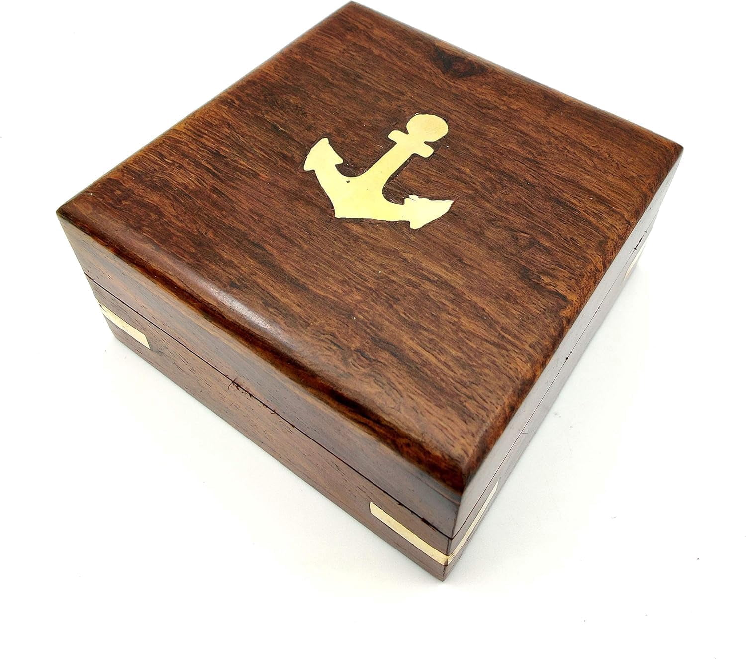 Pocket Sundial Compass – Handcrafted Vintage Brass Sundial & Compass with Engraved Sundial Bird Design, Portable Travel Compass in Elegant Wooden Gift Box