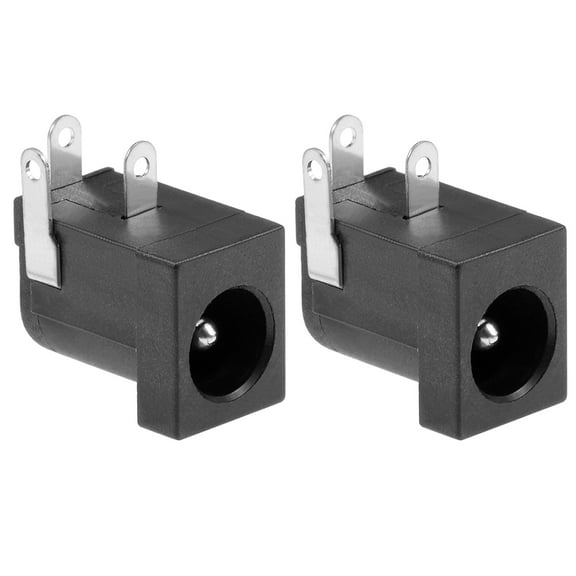 2Pcs PCB Mount DC005 5.5mm x 2.1mm 3 Pin Audio Video DC Power Connector Socket Black