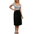 thumbnail image 2 of INSPIRE CHIC Women Denim Midi Skirt High Waisted Button Up Casual Slit Jean Skirts XL Black, 2 of 6