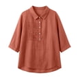 thumbnail image 4 of Kezqiaxn Plus Size Blouses for Women Half Sleeve Collared Button Down Shirts Summer Tops Fashion Trendy Women's Clothing, 4 of 7