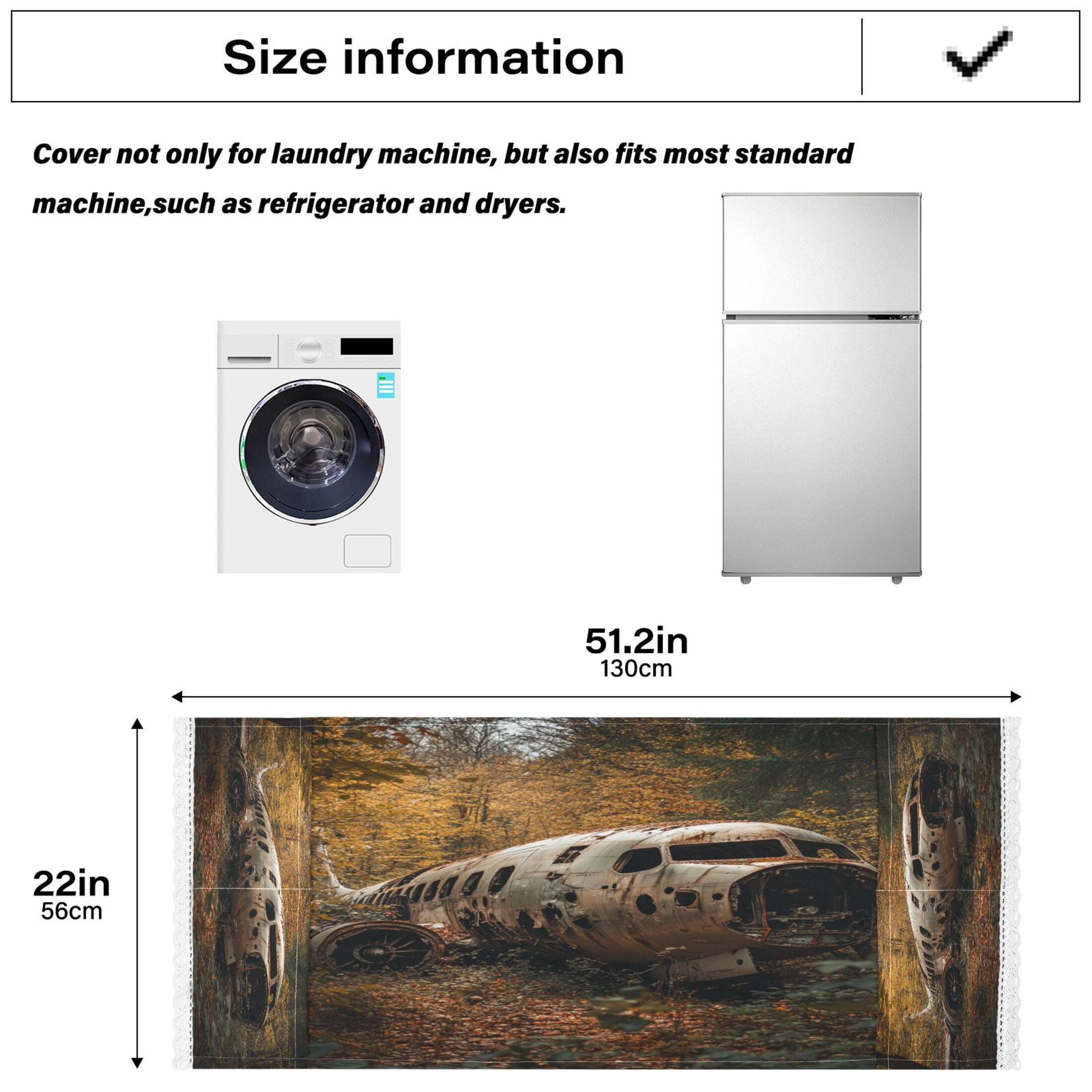 Abandoned AirplaneWasher and Dryer Covers Dust-Proof and Oil Resistant Fridge Cover with 4 Storage Pockets Washing Machine Top Cover for Laundry Kitchen Home 51.2 x 22 In