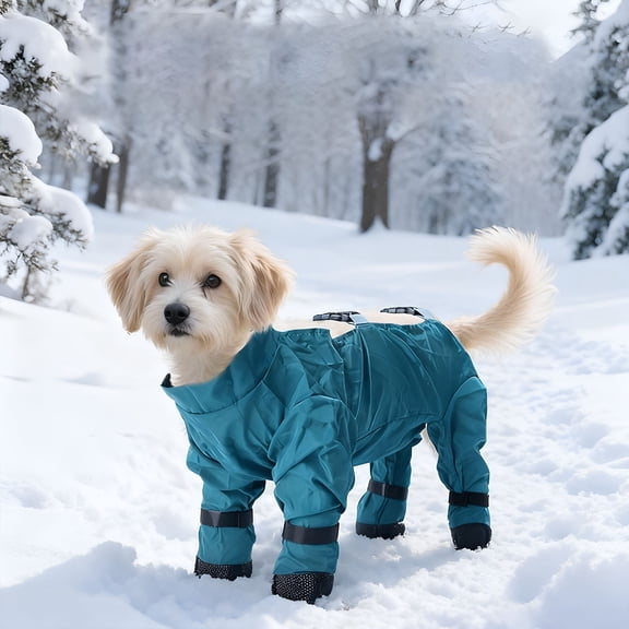 TELOLY Anti Dirt Dog Pants, Waterproof Pet Rain Boots, Puppy Snow Shoes for Winter, Anti-Rain/Snow Boots with Adjustable Suspenders for Small, Medium-Sized Dog (Green S)