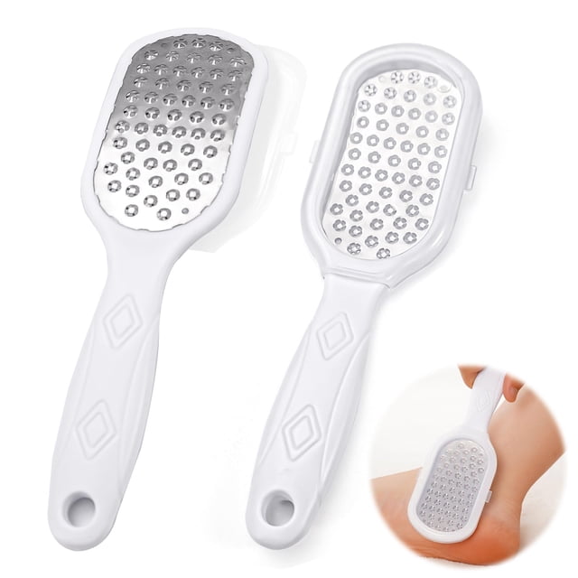 2 limas para pies, removedor de callos, rallador de pies, removedor de callos para el cuidado de los pies, raspador de talón de acero inoxidable para talones agrietados (2)