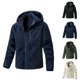 thumbnail image 5 of Mens Plain Fleece Jacket Zip-Up Pocket Work Outdoor Warm Hooded Coat Reversible, 5 of 8