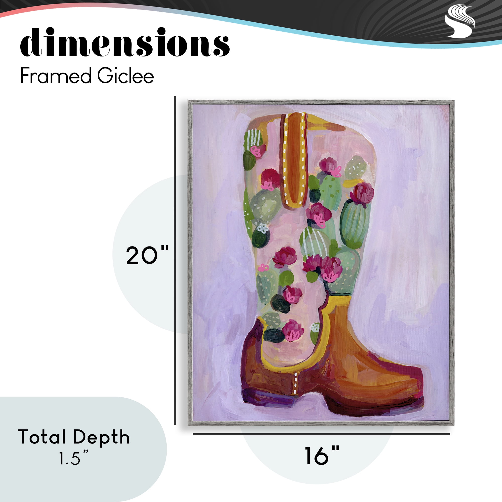 Desert Day Dream Boots Gray Framed Giclee Art, design by Ashley Davis
