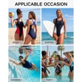 thumbnail image 3 of ANFERRY Women's One Piece Swimsuit Tummy Control High Cut Bathing Suit Color Block Racerback Sporty Swimwear, 3 of 8