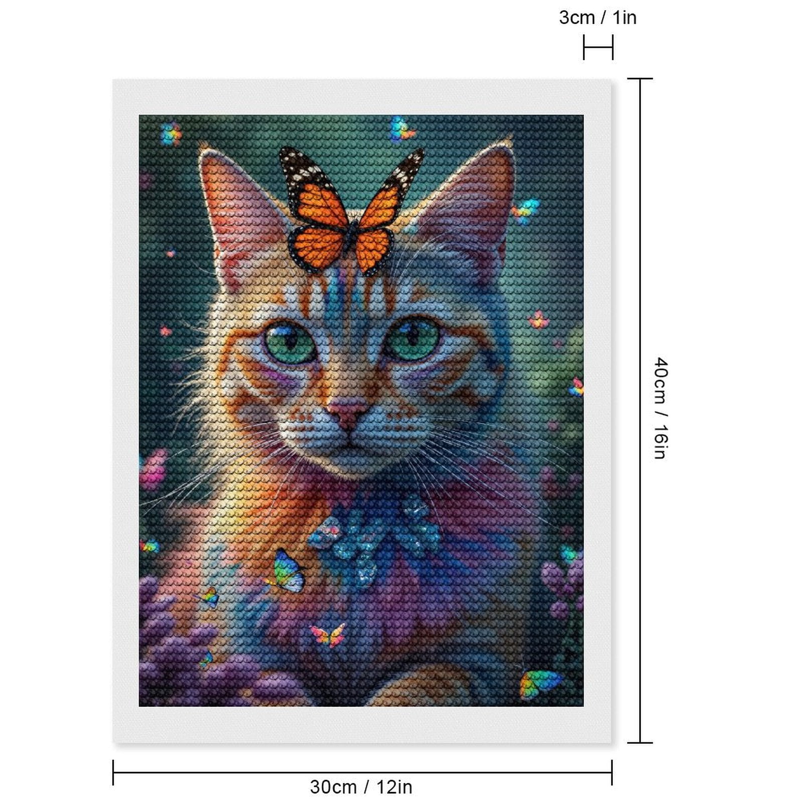 Diamond Art Kits for Adults - Cat Butterfly Gem Pastel Nature 5d Diamond Painting for Adults, Diamond Art for Adults Beginners, Frameless Diamond Painting Kits for Adults for Home Wall Decor