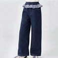 thumbnail image 3 of Ultrave Kids Girls Denim Pant Loose Wide Leg Jeans Solid High Waist Casual Trousers for 5-15Y, 3 of 6
