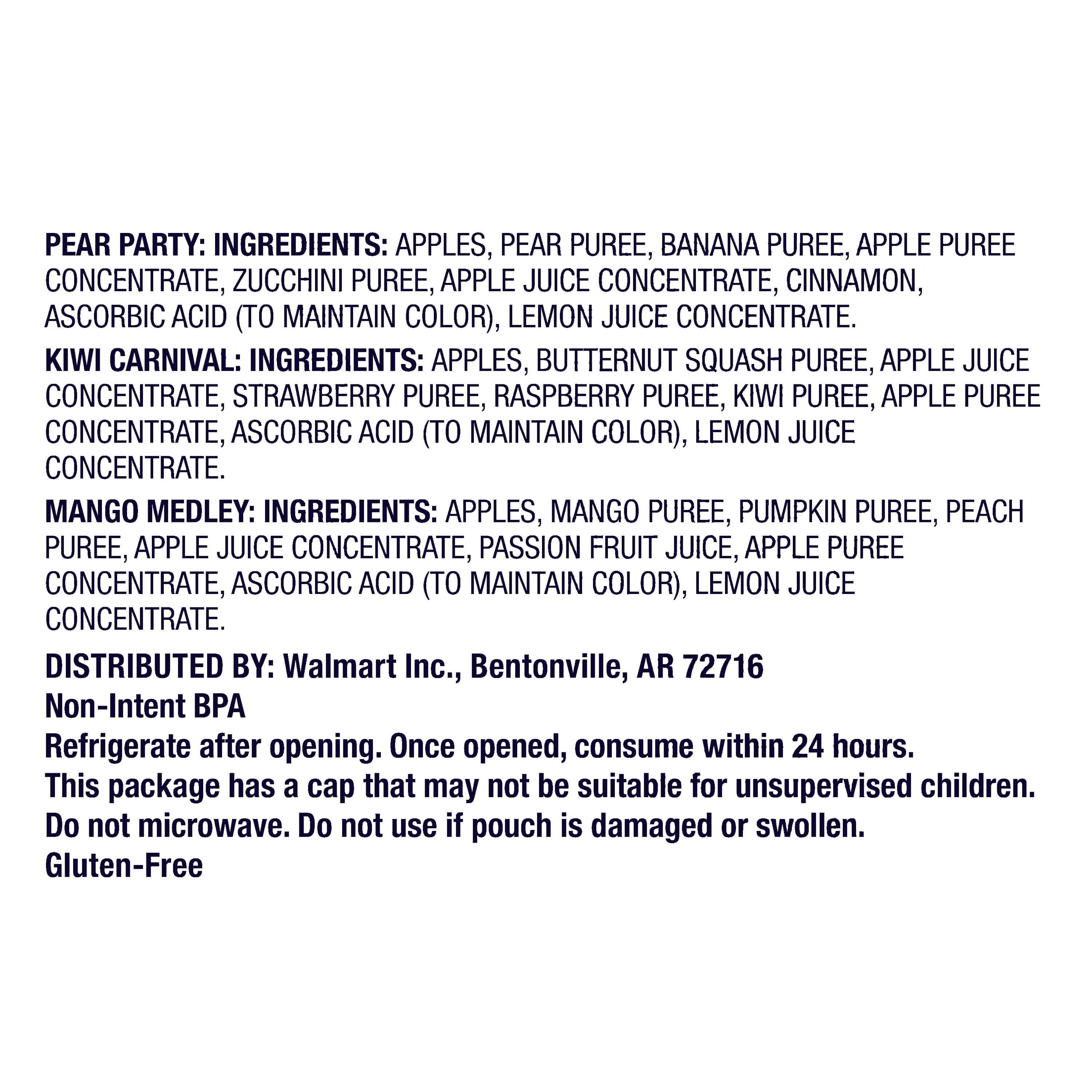 Great Value Fruits and Veggies Variety Pack Applesauce, 3.2 oz, 12 Pouches