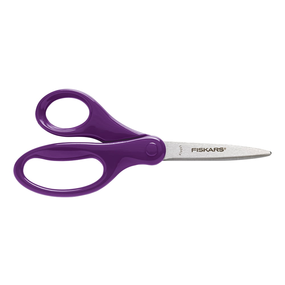 Fiskars Student Scissors, 7 inch Overall Length, Left/Right, Stainless Steel, Turquoise, Red, Lime, Blue, Pink, Purple