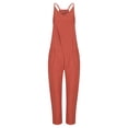 thumbnail image 4 of Women's Jumpsuit Wide Leg Summer Casual Solid Color Cold Shoulder Rompers With Pockets Ladies Loose Overalls, 4 of 6