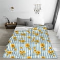 thumbnail image 5 of Sikiie Blue White Striped Sunflower Ultra-Soft Micro flannel Blanket Luxury All Seasons Warm Blanket for Bedding Sofa and Travel (4 sizes)-40"x30", 5 of 7