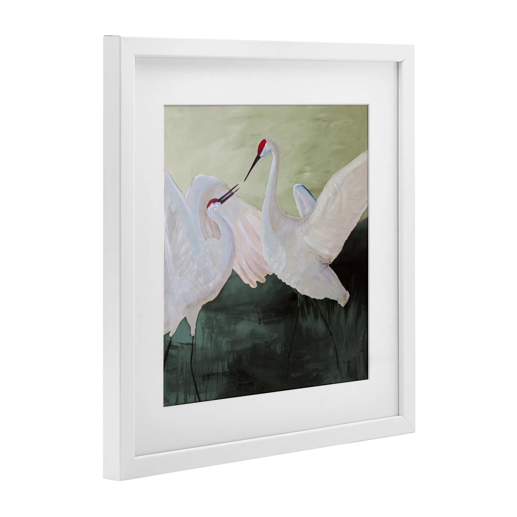 Stupell Industries White Sandhill Cranes White Framed Print Under Glass, design by Robin Maria